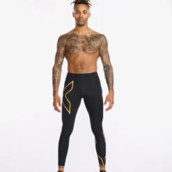 2XU - Light Speed Compression Tights - Men's - Black/Turmeric Reflective