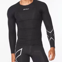 2XU - Core Men's Long-Sleeve Compression Top - Black/Silver - 2023