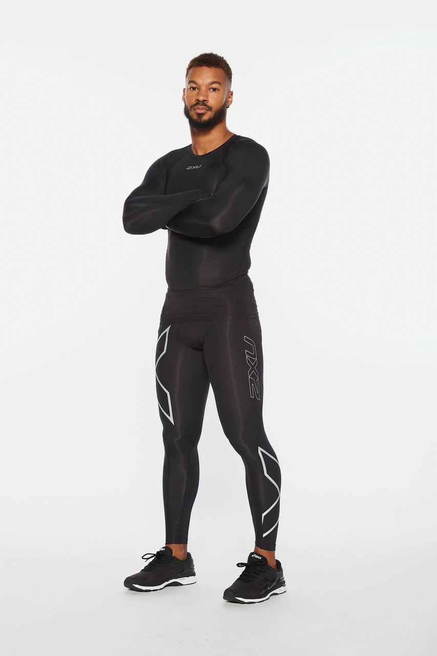 2XU - Core Men's Long-Sleeve Compression Top - Black/Silver - 2023 - Image 12