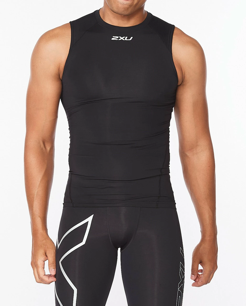 2XU - Men's Core Compression Sleeveless Top - Black/Silver - 2023 - Image 4