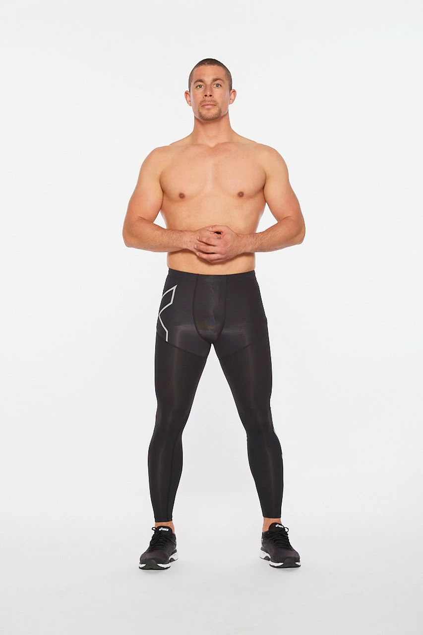 2XU - Men's Aero Vent Compression Tights - Black/Silver Reflective - Image 5