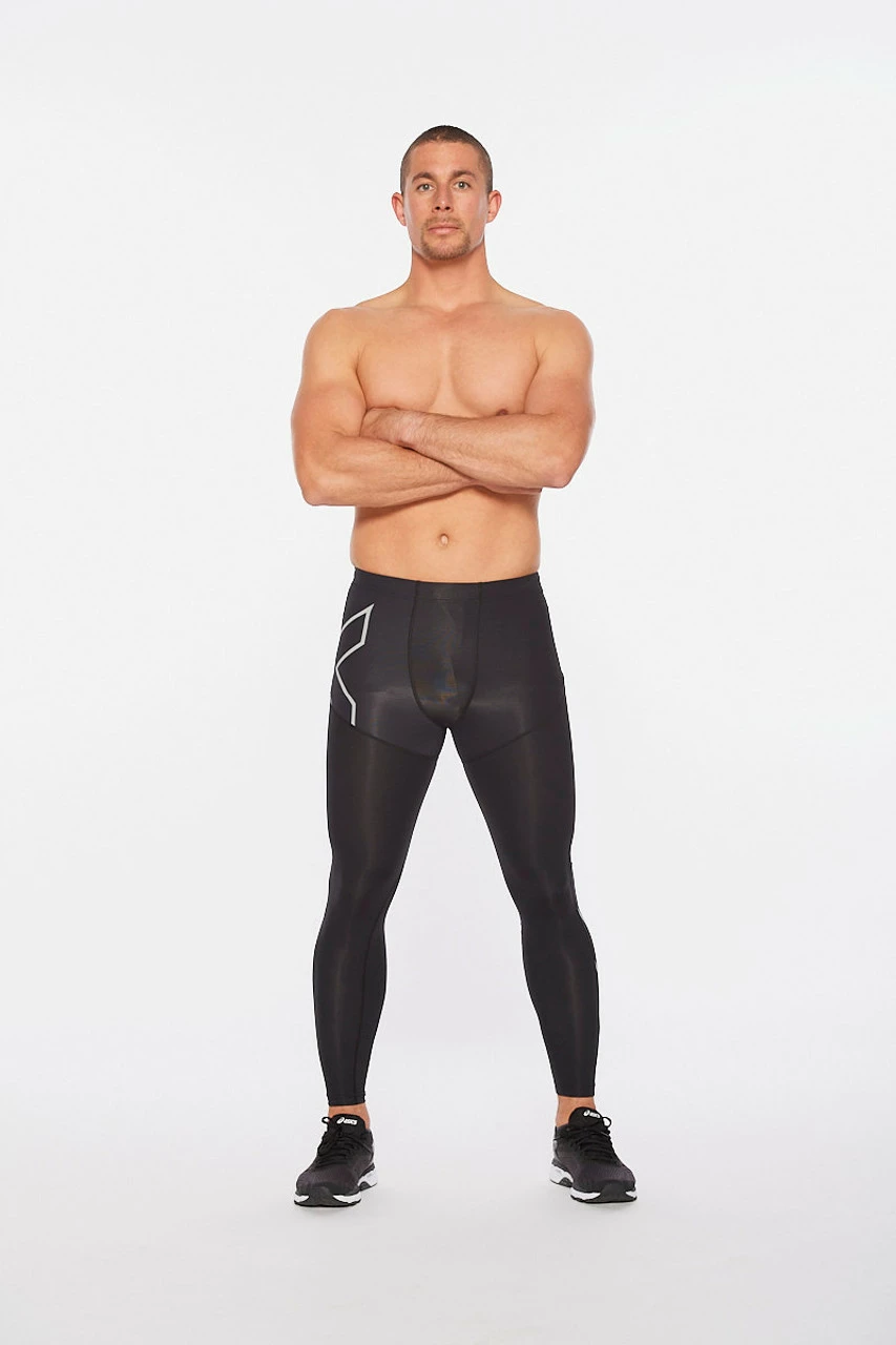 2XU - Men's Aero Vent Compression Tights - Black/Silver Reflective - Image 3