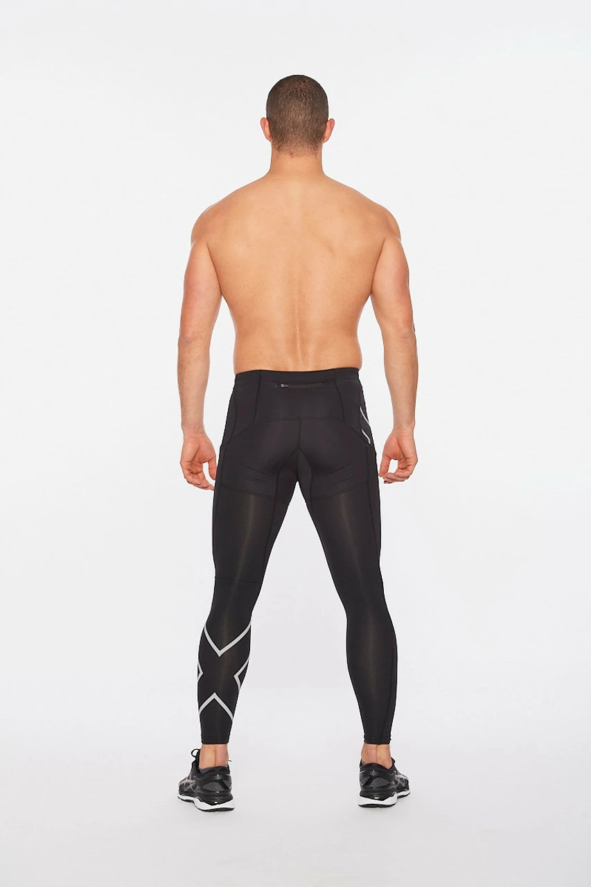 2XU - Men's Aero Vent Compression Tights - Black/Silver Reflective - Image 2