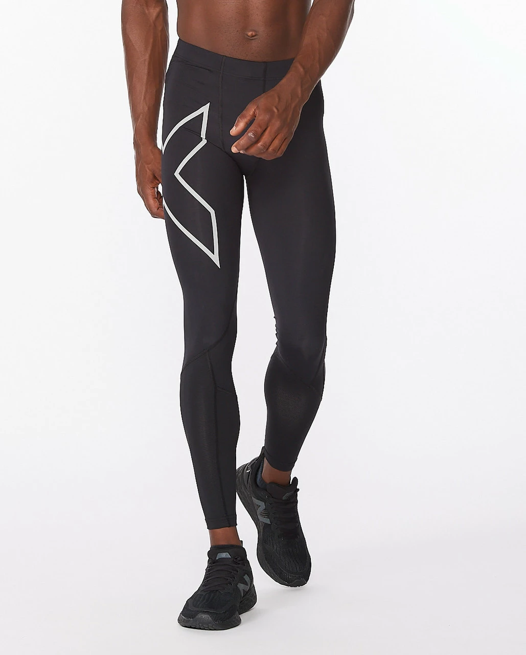 2XU - Men's Aero Vent Compression Tights - Black/Silver Reflective - Image 7