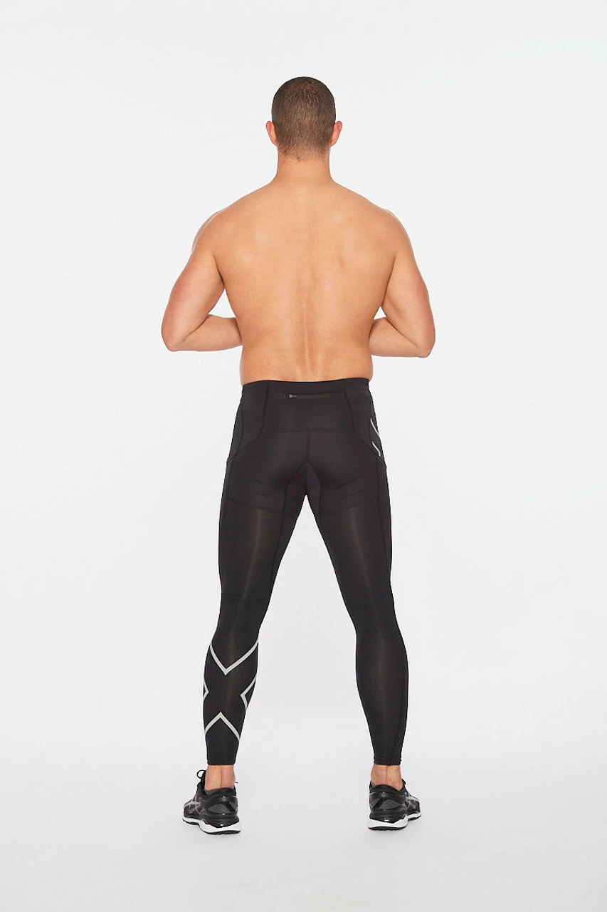 2XU - Men's Aero Vent Compression Tights - Black/Silver Reflective - Image 4