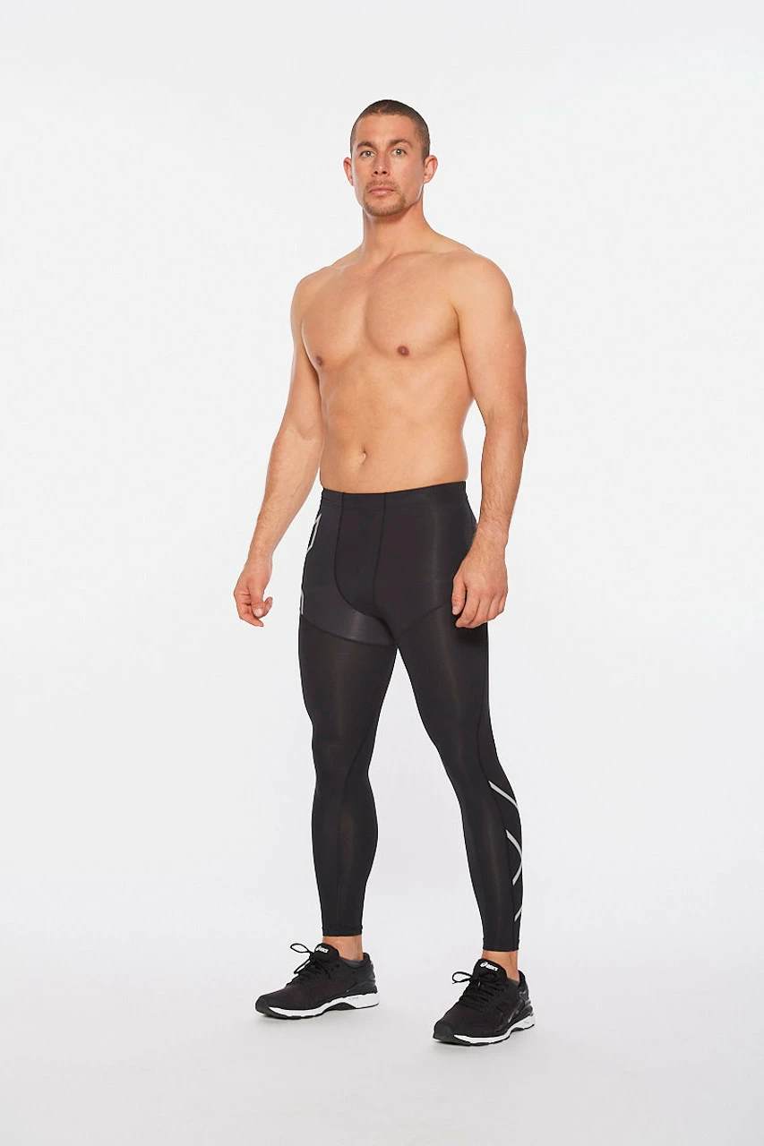 2XU - Men's Aero Vent Compression Tights - Black/Silver Reflective - Image 12