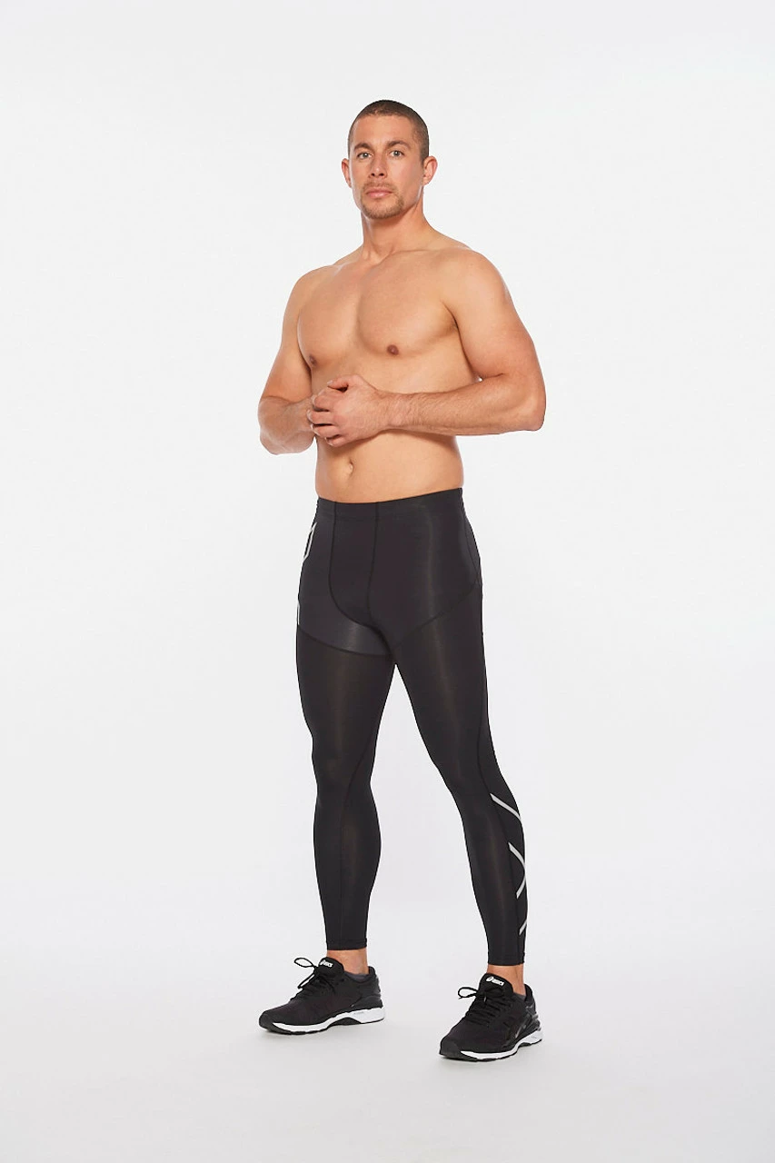 2XU - Men's Aero Vent Compression Tights - Black/Silver Reflective - Image 6
