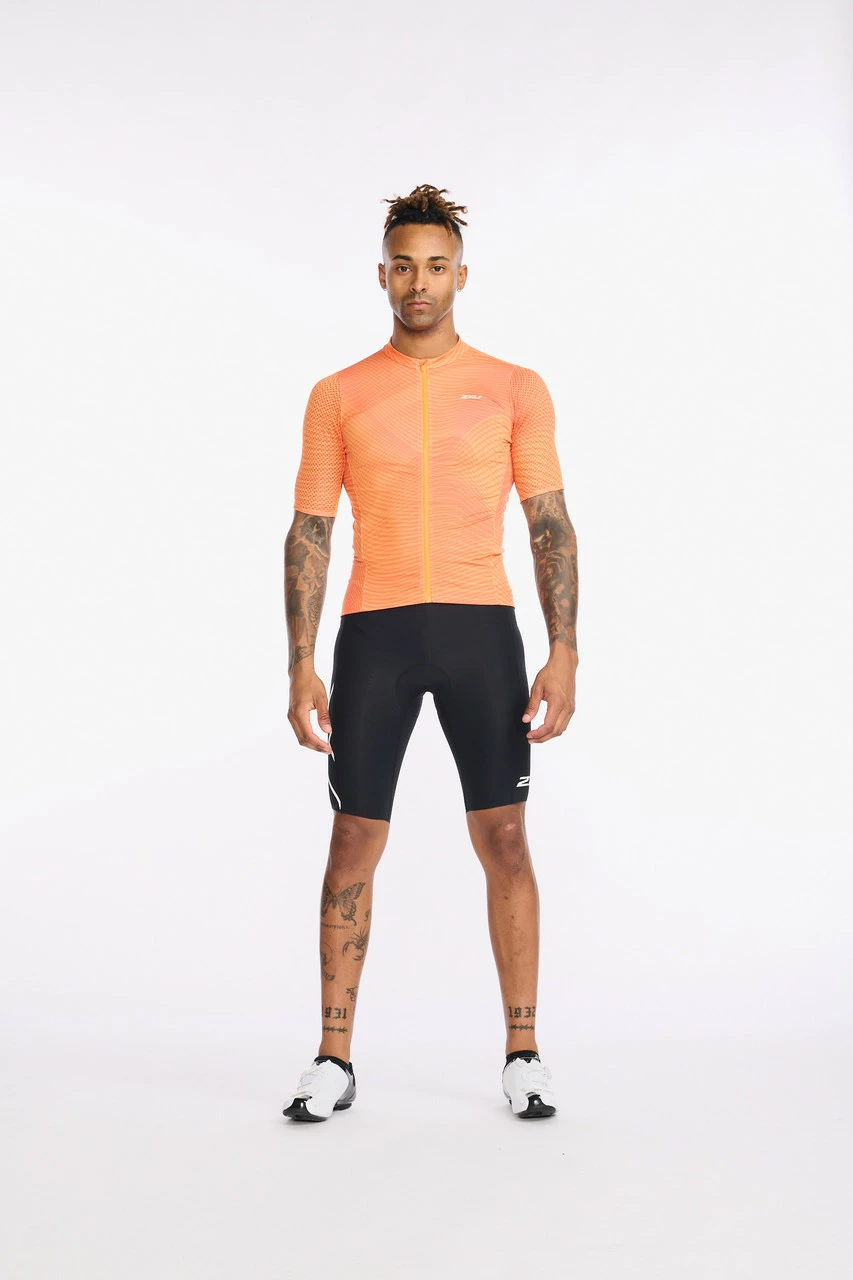 2XU - Aero Cycle Short Sleeve Jersey - Men's - Turmeric/White Reflective - Image 7