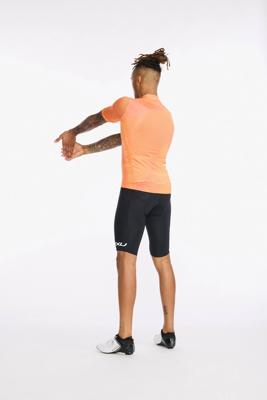 2XU - Aero Cycle Short Sleeve Jersey - Men's - Turmeric/White Reflective - Image 5