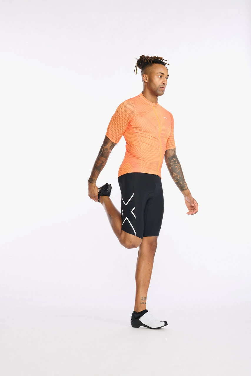 2XU - Aero Cycle Short Sleeve Jersey - Men's - Turmeric/White Reflective - Image 6