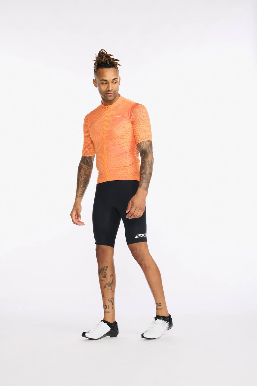 2XU - Aero Cycle Short Sleeve Jersey - Men's - Turmeric/White Reflective - Image 15