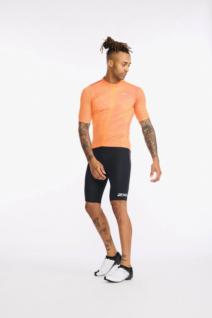 2XU - Aero Cycle Short Sleeve Jersey - Men's - Turmeric/White Reflective - Image 16