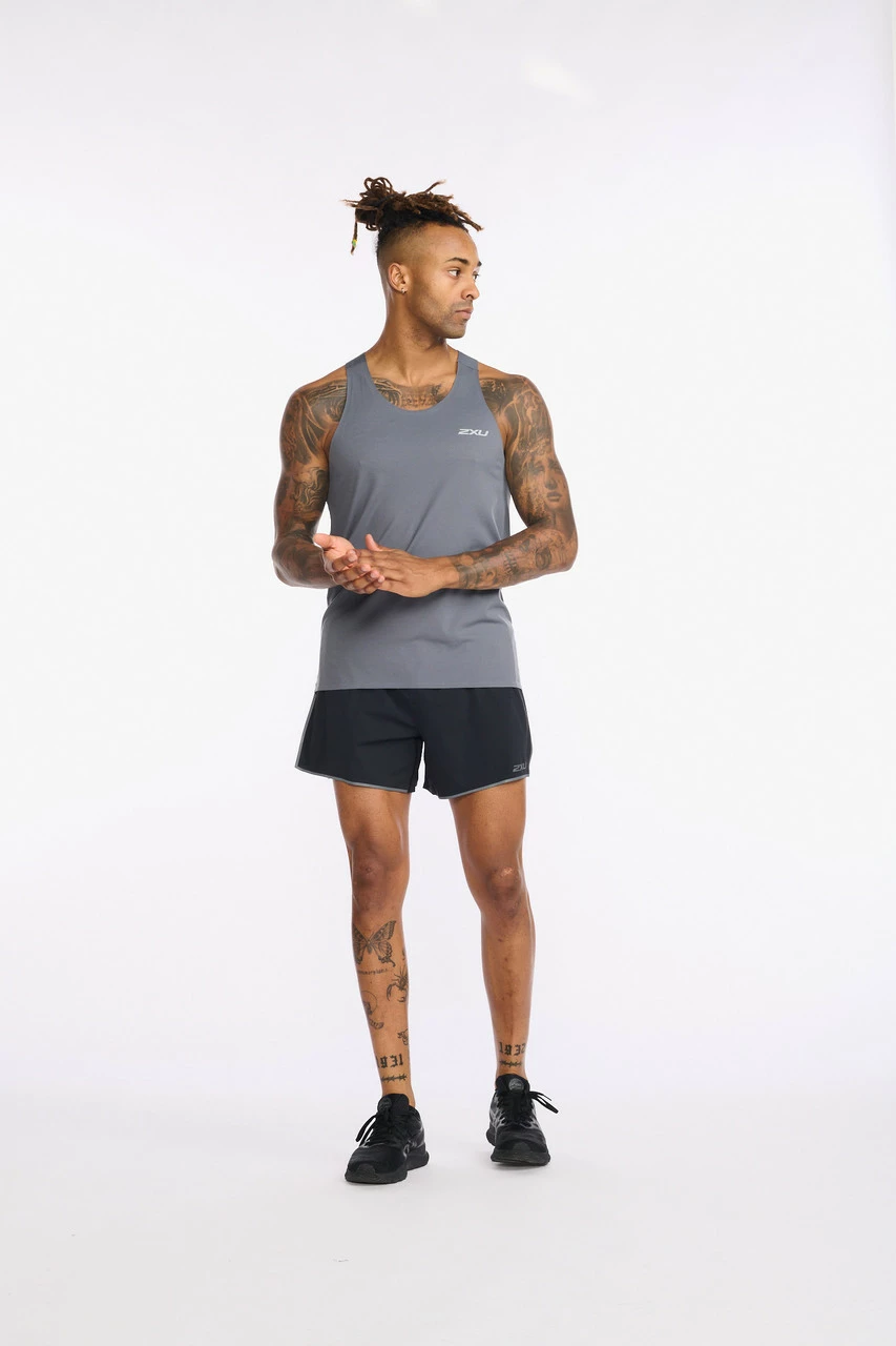 2XU - Light Speed Singlet - Men's - Turbulence/Silver Reflective - Image 11