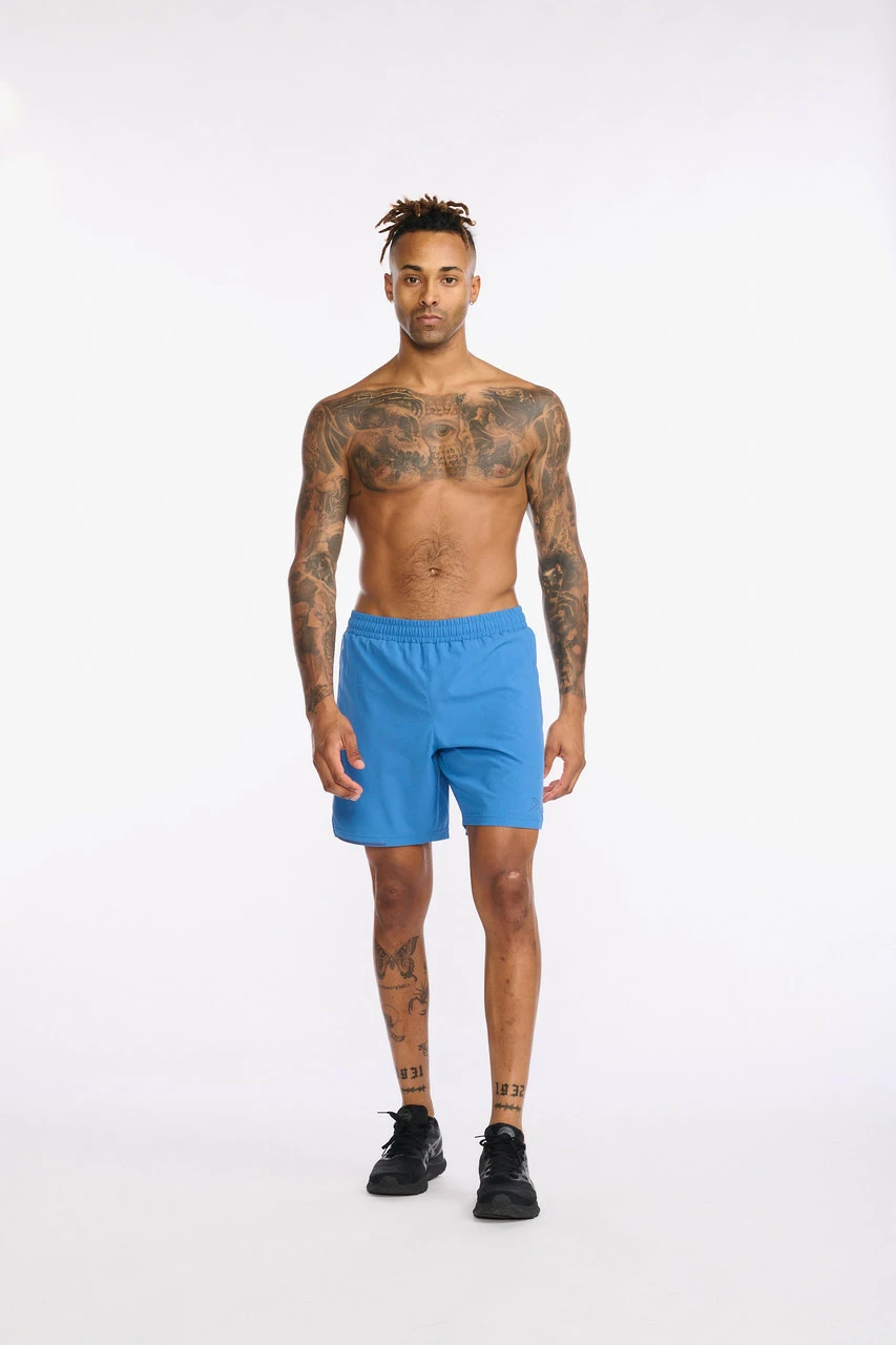 2XU - Aero 5 Inch Shorts - Men's - Starling/Medieval Blue Reflect - Image 3