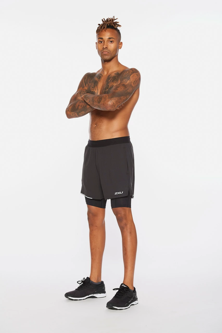 2XU - Aero Men's 2-In-1 5in Shorts - Black/Silver Reflective - 2023 - Image 6