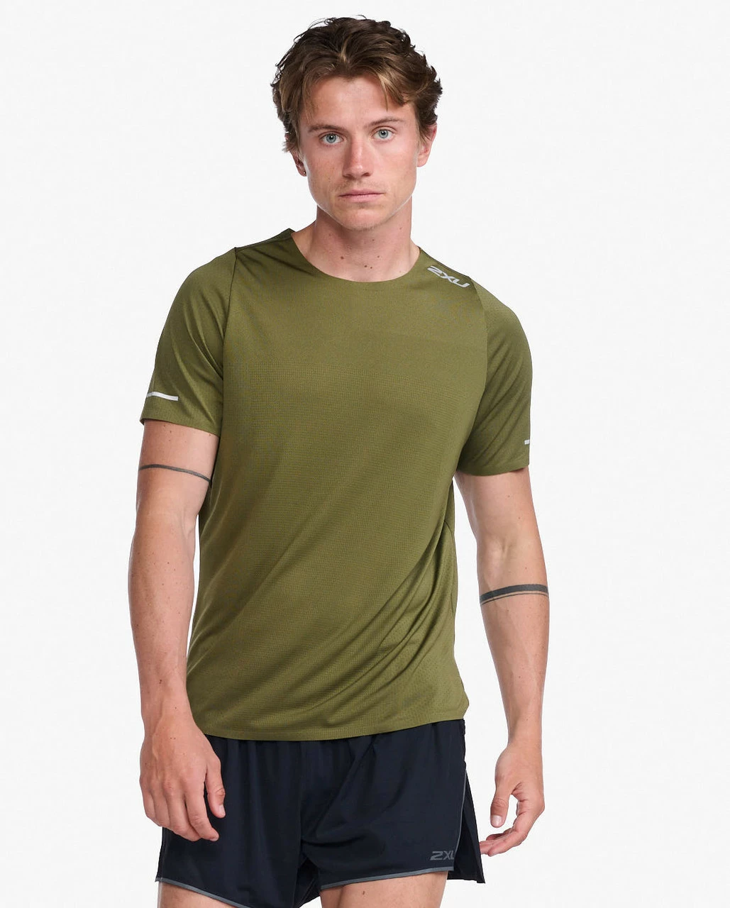 2XU - Light Speed Tech Tee - Men's - Winter Moss/Silver Reflective - Image 5