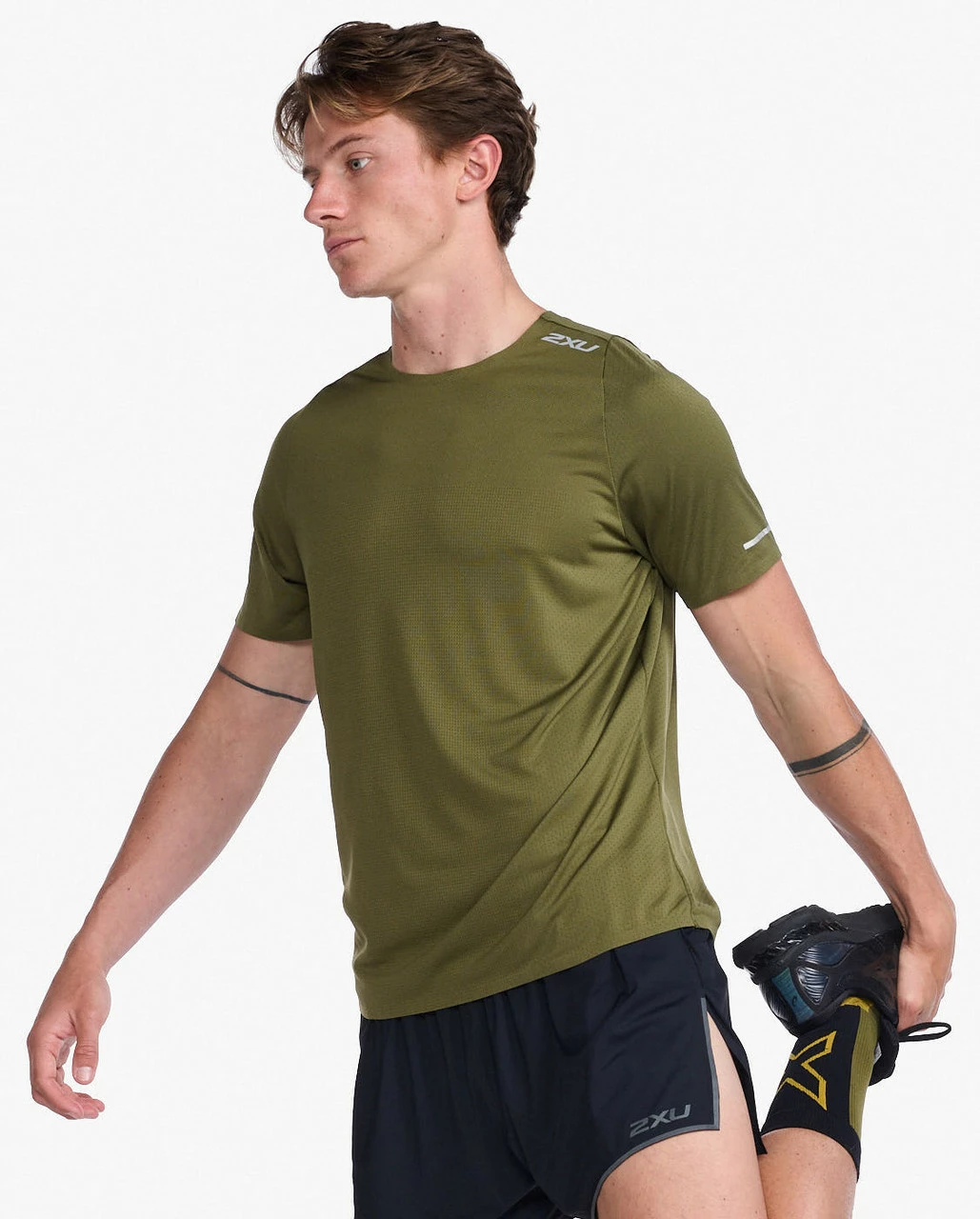 2XU - Light Speed Tech Tee - Men's - Winter Moss/Silver Reflective - Image 7