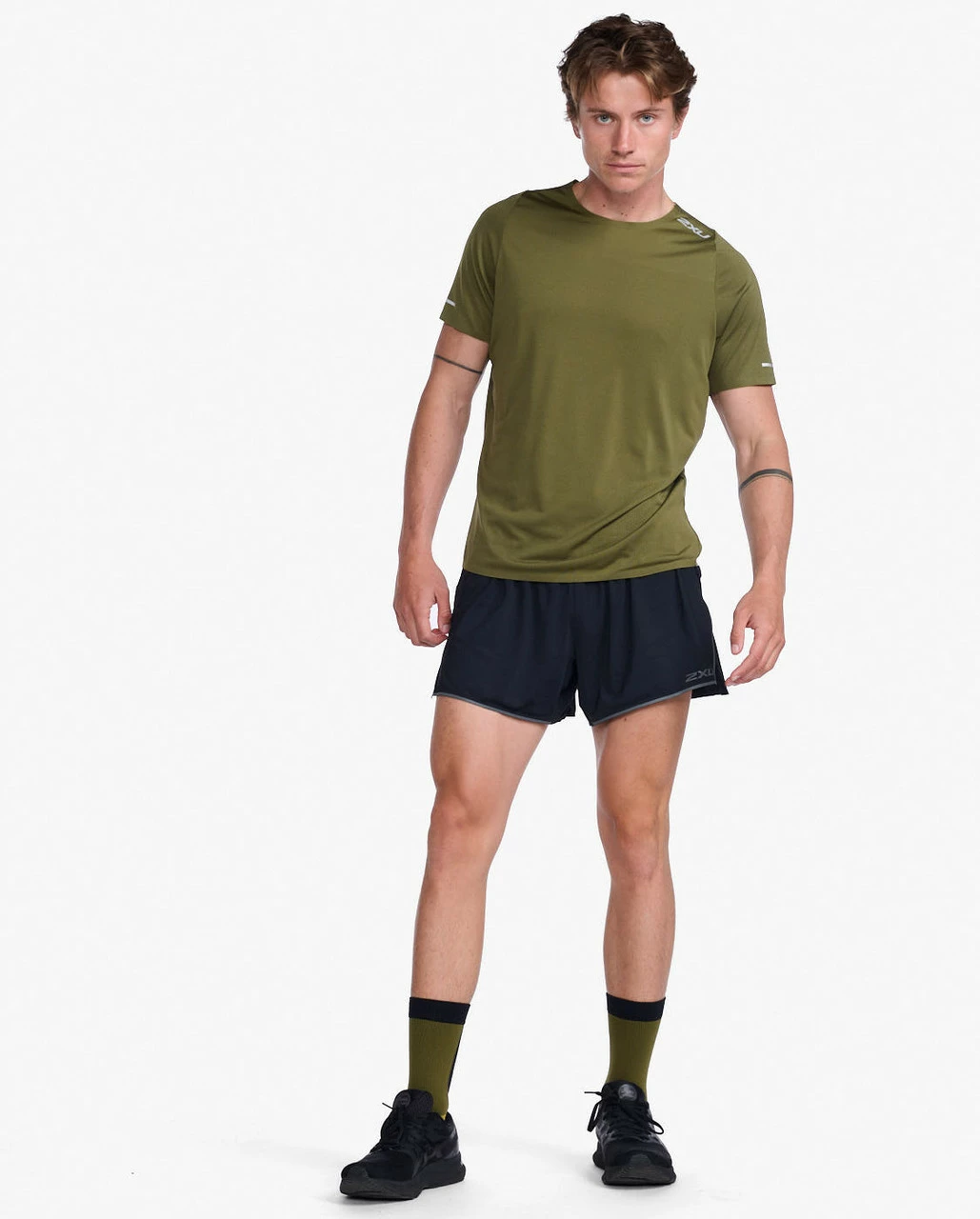 2XU - Light Speed Tech Tee - Men's - Winter Moss/Silver Reflective - Image 3