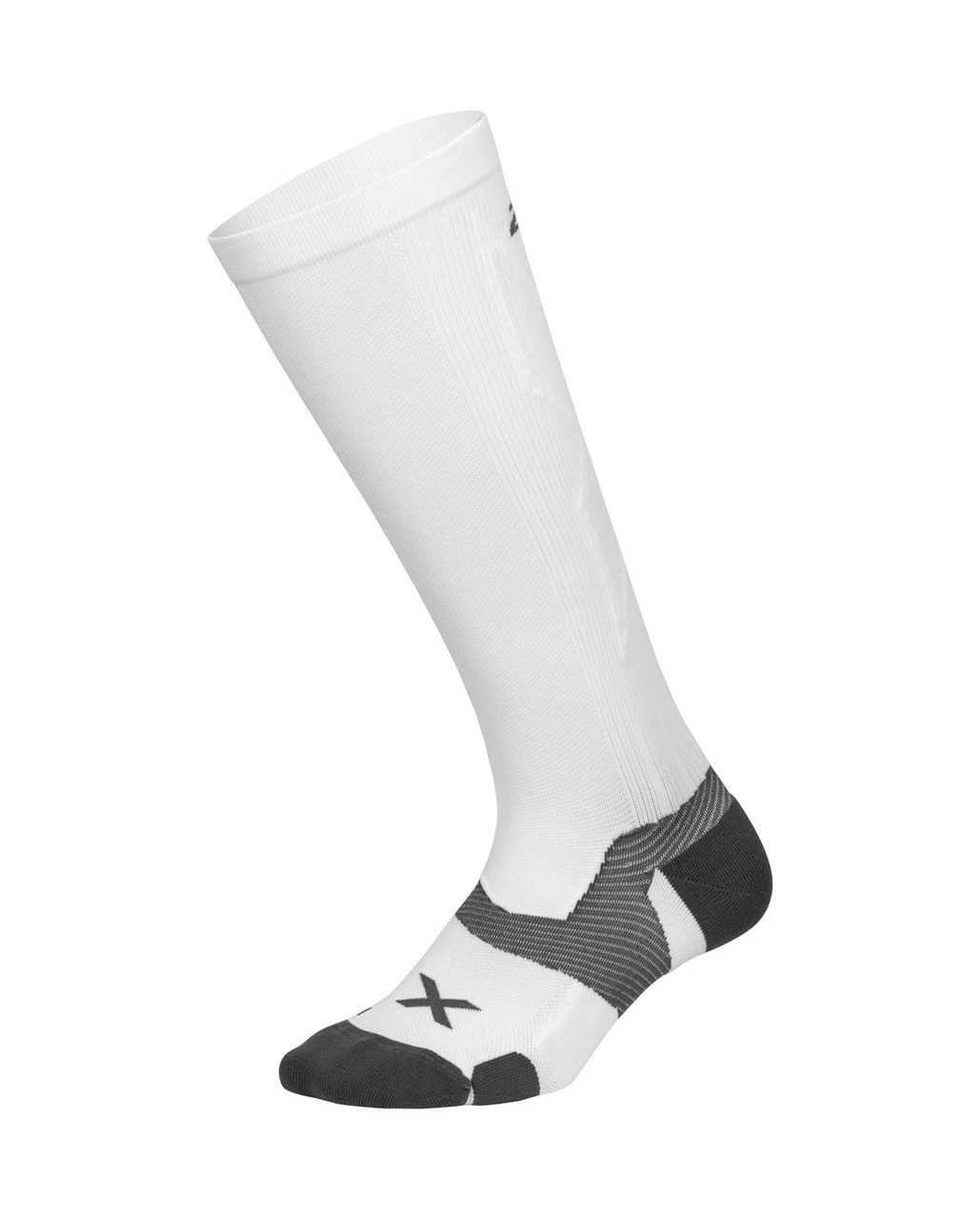 2XU - Vectr Cushion Full Length Sock - Unisex - White/Grey - 2023
