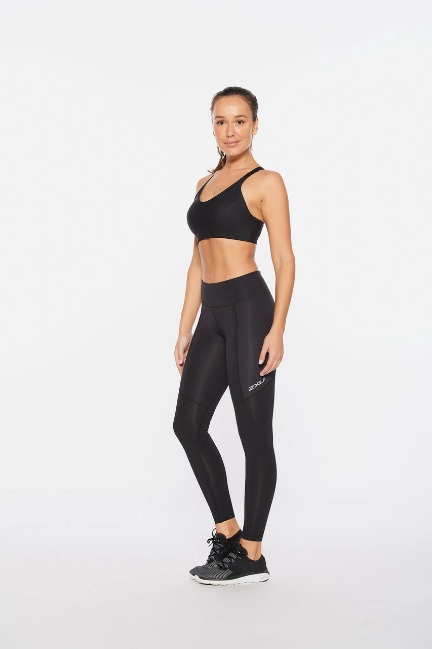 2XU - Aero Vent Mid-Rise Compression Tights - Women's - Black/Silver Reflective - Image 6