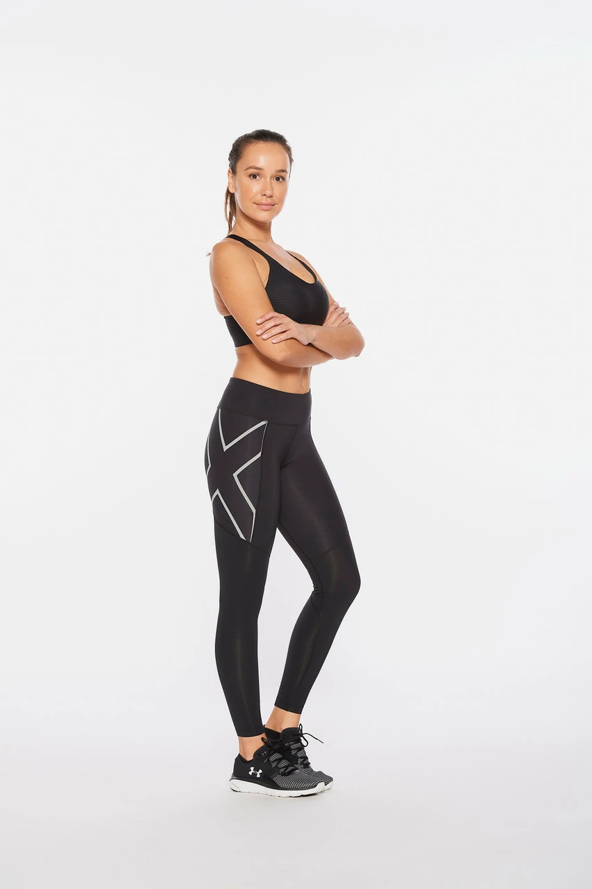 2XU - Aero Vent Mid-Rise Compression Tights - Women's - Black/Silver Reflective