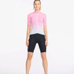 2XU - Aero Cycle Short Sleeve Jersey - Women's - Almond Blossom/WhiteReflective