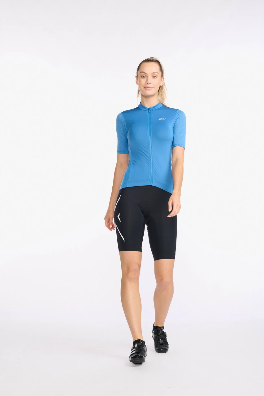 2XU - Aero Cycle Short Sleeve Jersey - Women's - Starling/White Reflective - Image 3