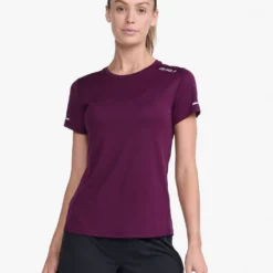 2XU - Aero Tee - Women's - Beet/Silver Reflective