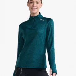 2XU - Ignition 1/4 Zip - Women's - Deep Jade/Silver Reflective