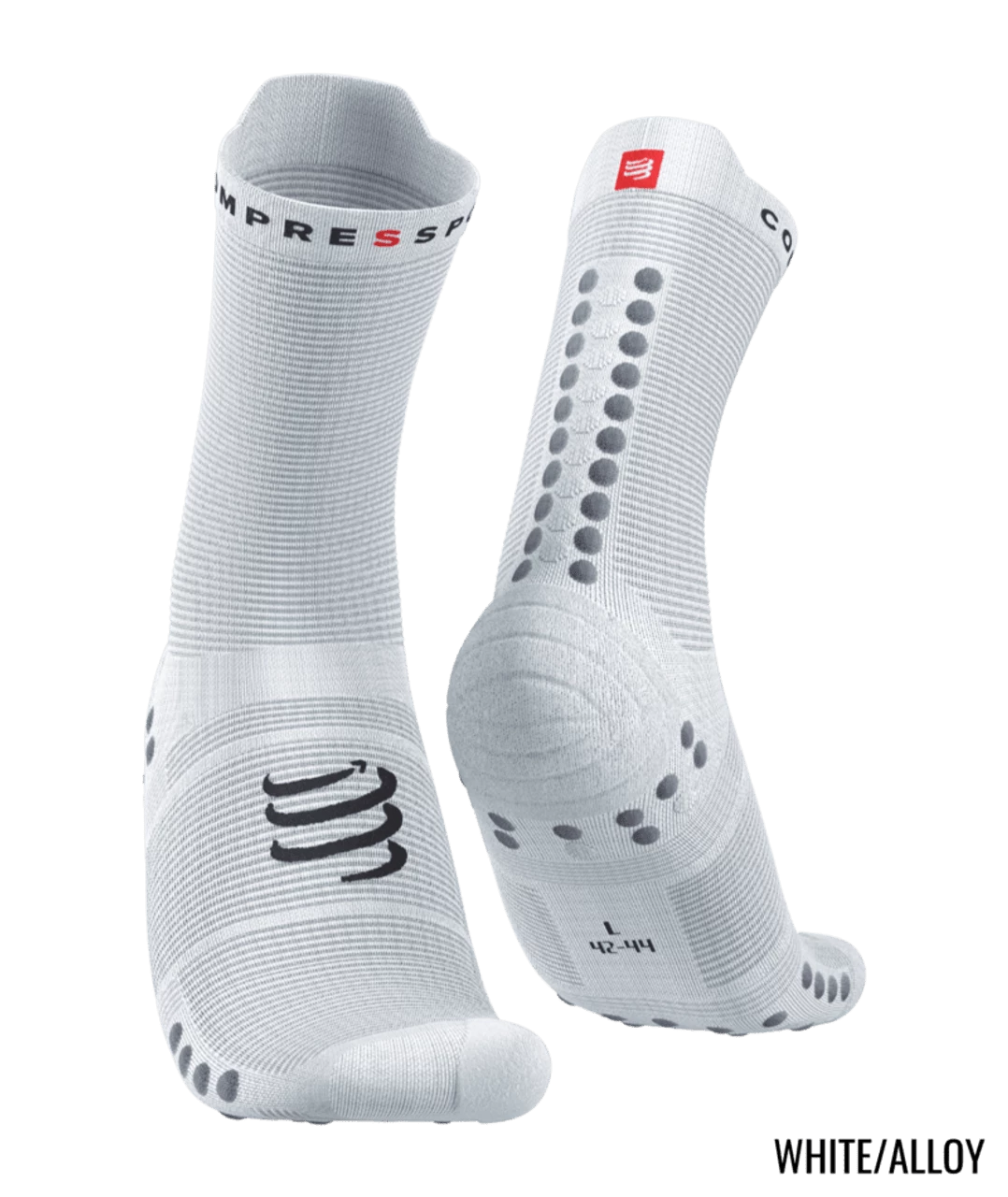Compressport - Pro Racing Socks V4.0 Run High - Unisex - White/Alloy