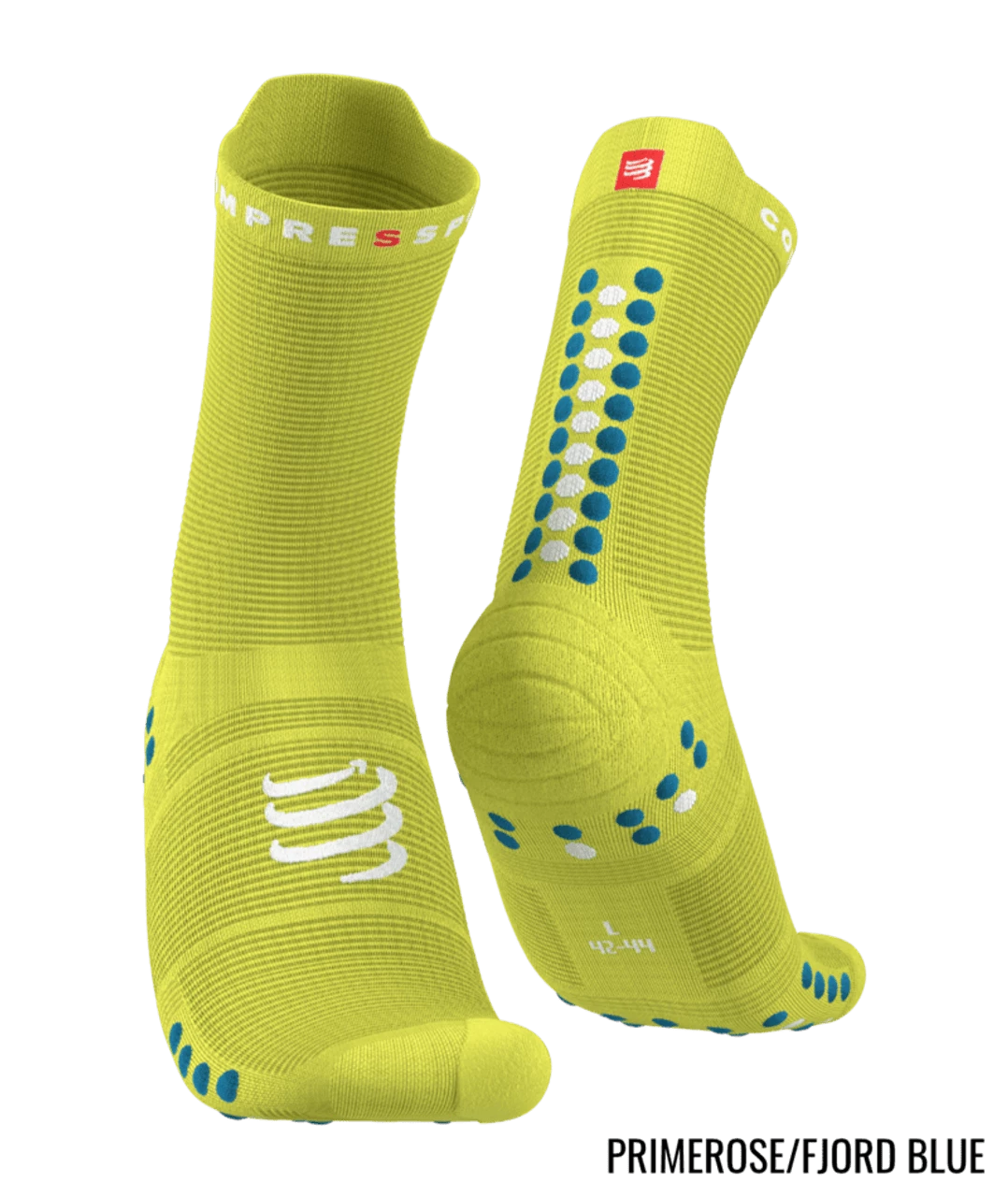 Compressport - Pro Racing Socks V4.0 Run High - Unisex - Primerose/Fjord Blue