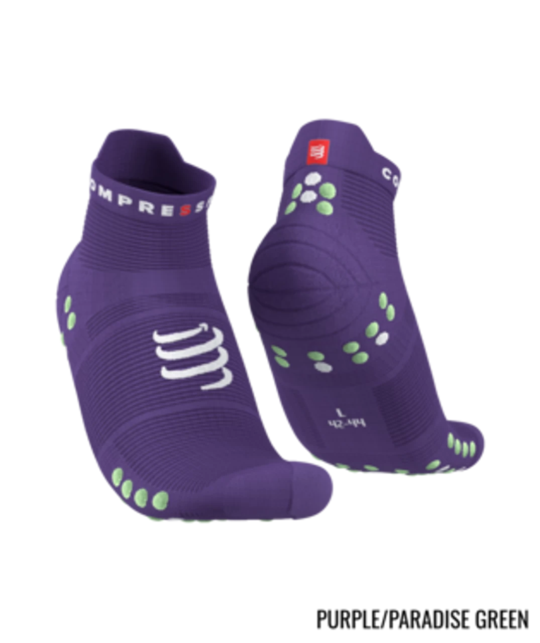Compressport - Pro Racing Socks V4.0 Run Low - Unisex - Purple/Paradise Green