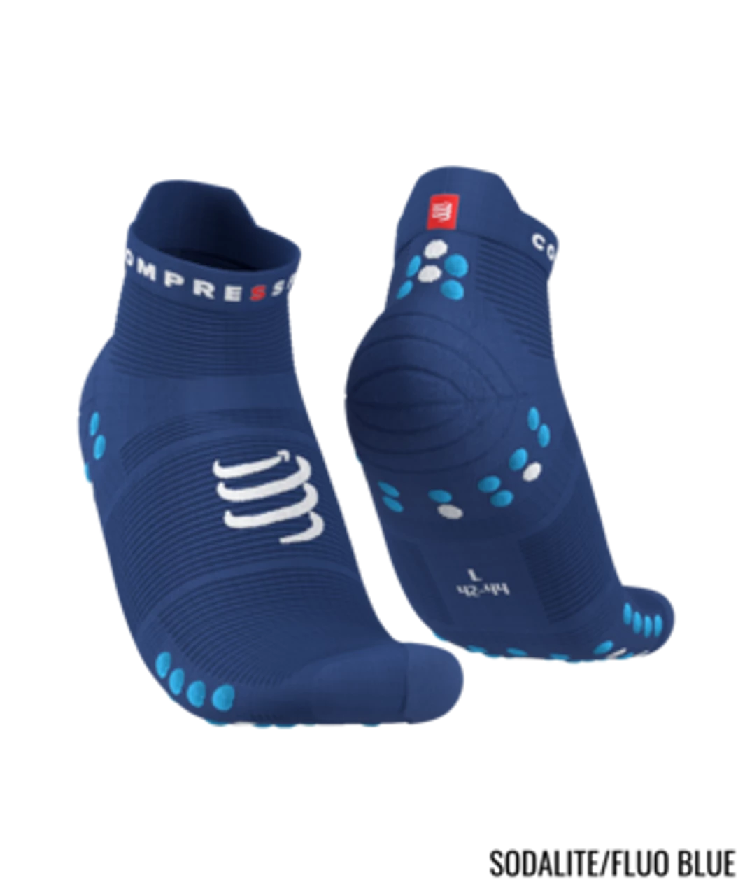 Compressport - Pro Racing Socks V4.0 Run Low - Unisex - Sodalite/Fluo Blue