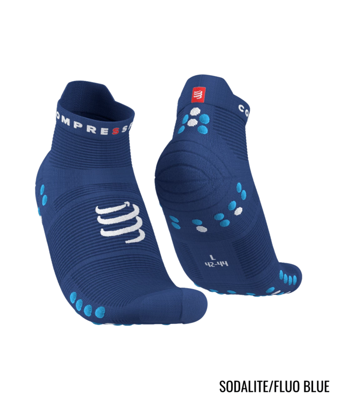 Compressport - Pro Racing Socks V4.0 Run Low - Unisex - Sodalite/Fluo Blue - Image 2