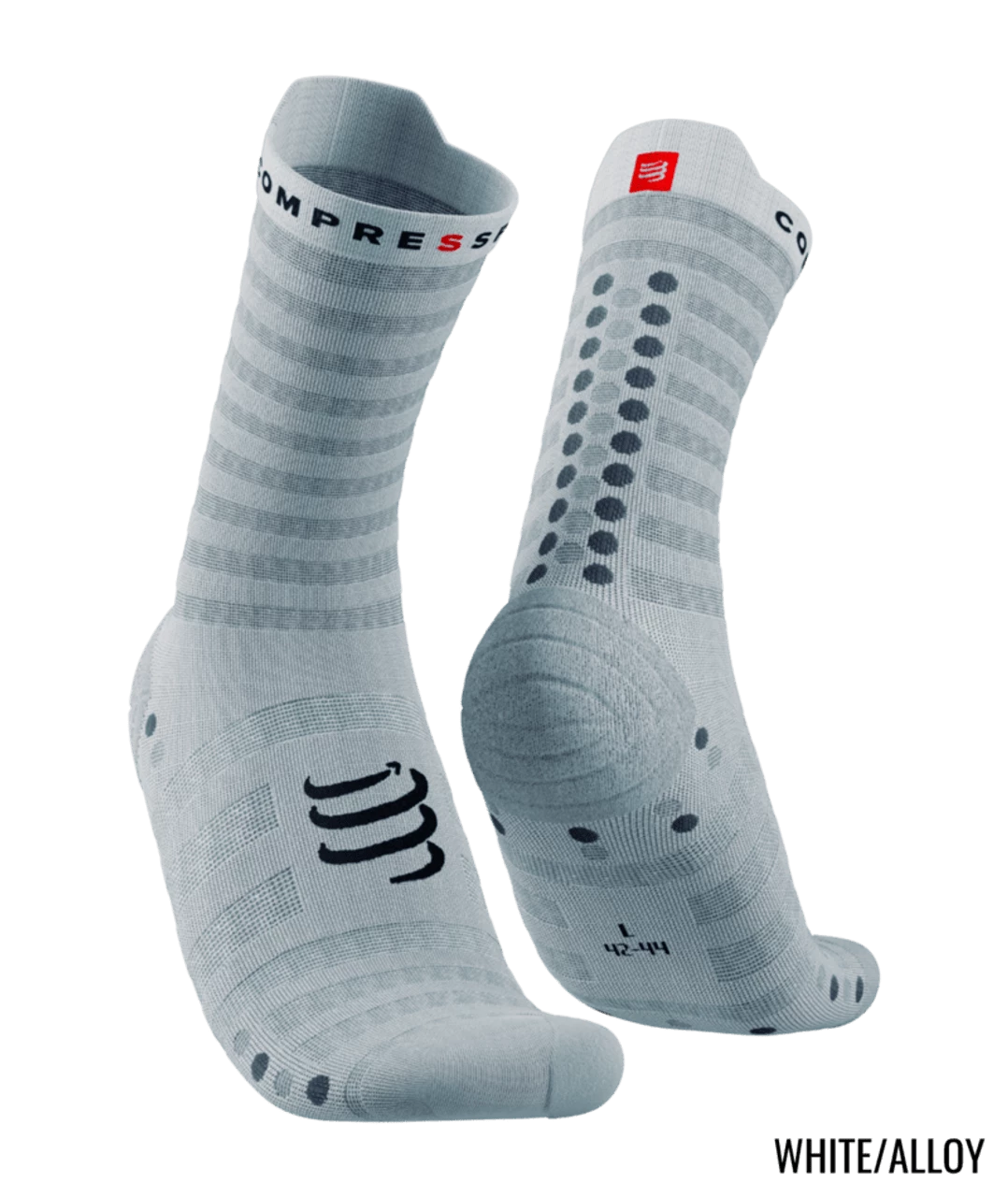 Compressport - Pro Racing Socks V4.0 Ultralight Run High - Unisex - White/Alloy - Image 2