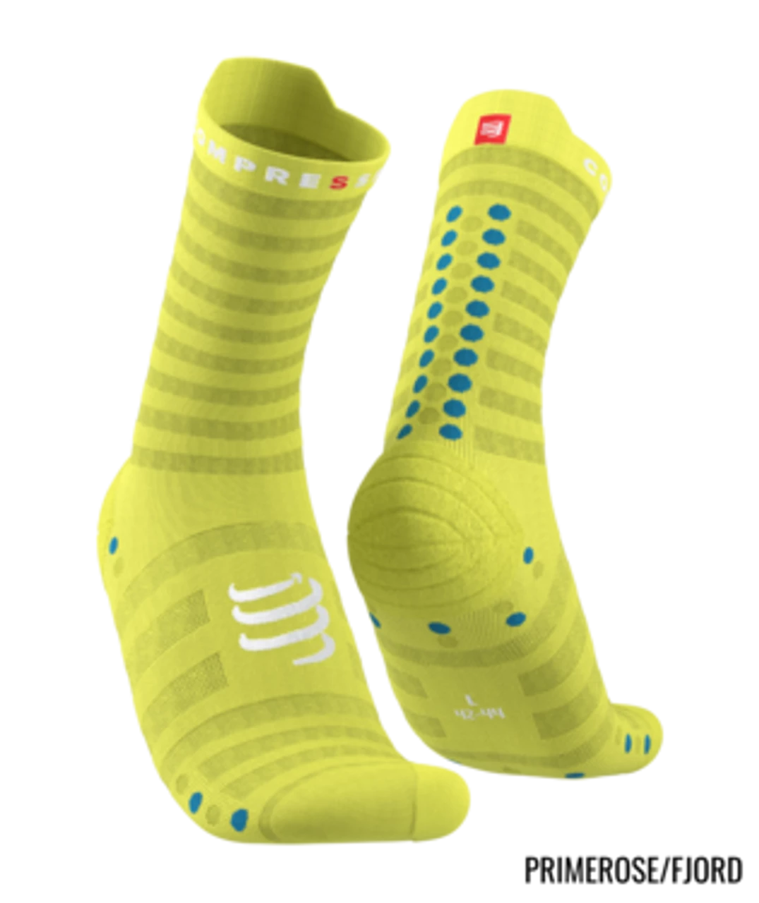 Compressport - Pro Racing Socks V4.0 Ultralight Run High - Unisex - Primerose/Fjord Blue - Image 2