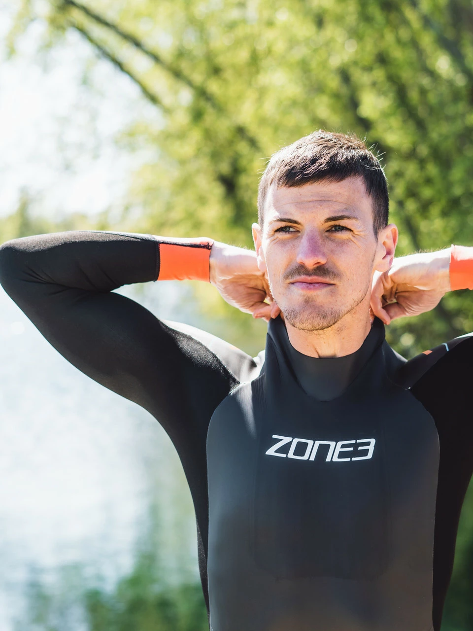 Zone 3 Zone3 - Men's Aspect 'Breaststroke' Wetsuit - Black/Blue/Orange - 2023 - Image 4